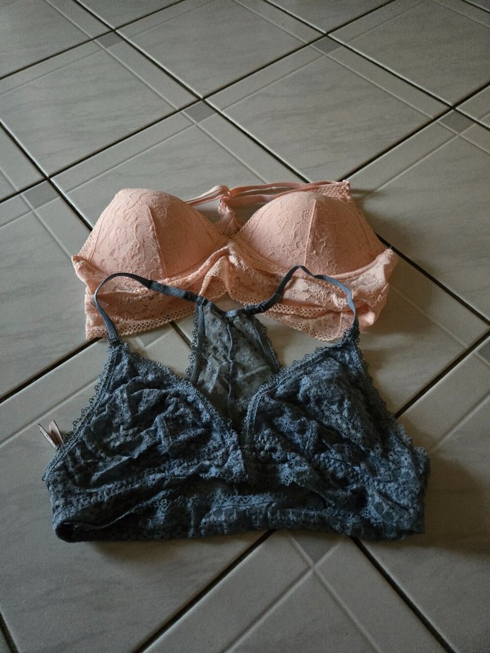 Lot of 2 Victoria's Secret Lace Bralettes Pink Blue M
